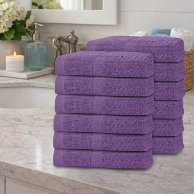 Ensemble de serviettes 12 pièces Willow - 100% coton peigné, qualité supérieure 630 g / m², mauve, ultra doux et très absorbant (12 serviettes à main)