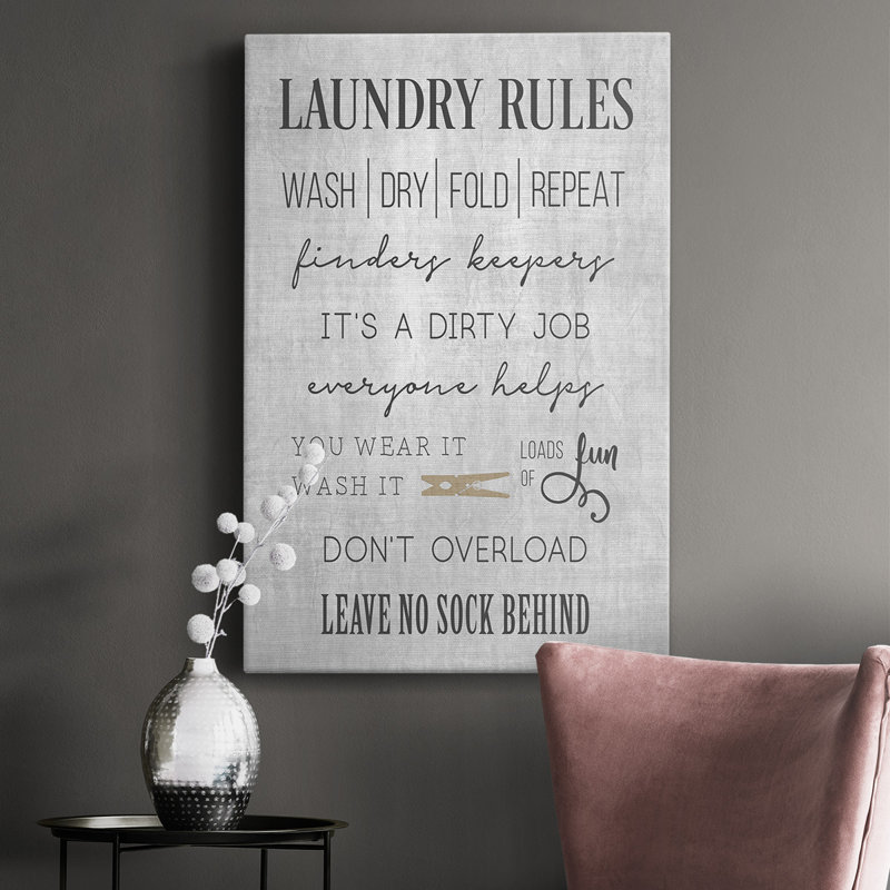 " Neutral Laundry Rules ", 48" H x 32" W x 1" D