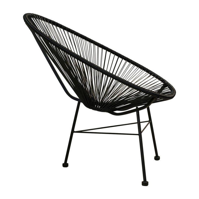 Chaise de patio d'extérieur en vinyle Acapulco avec cadre (ensemble de 2), Noir