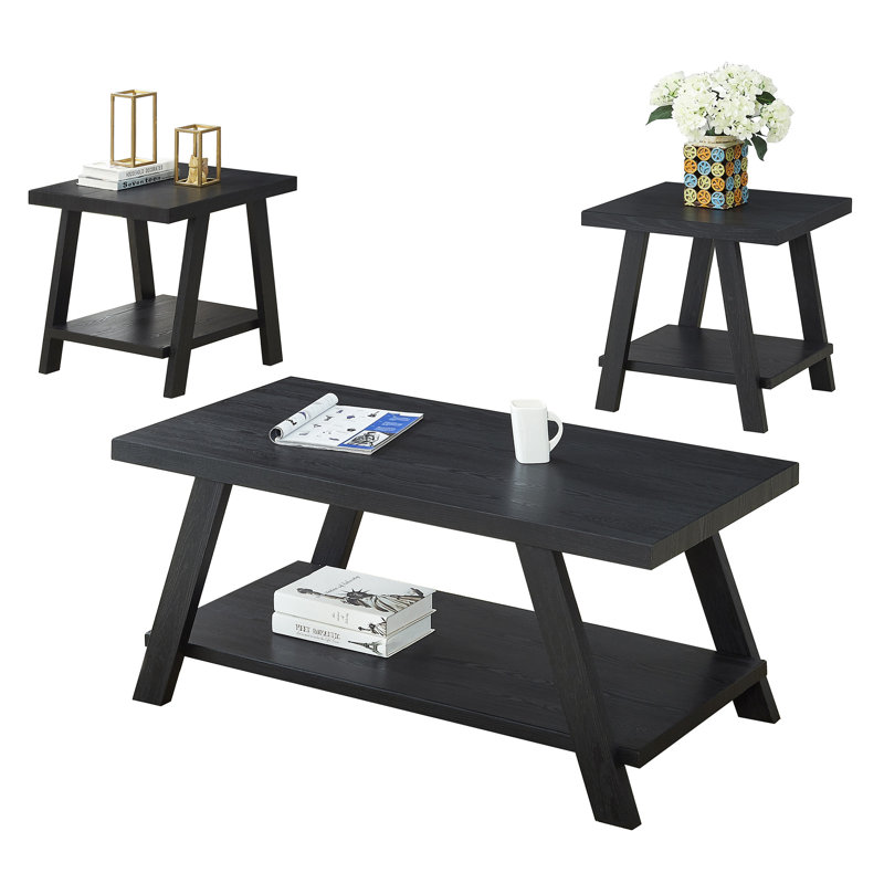 Ensemble de tables basses Athens, Noir, Noir