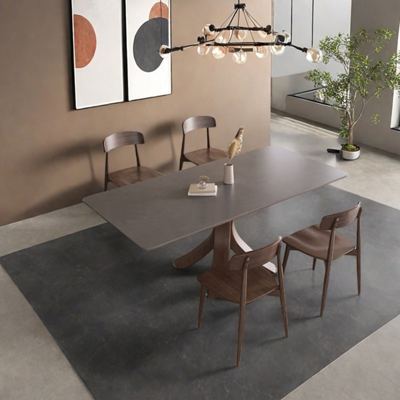 Smooth beauty sintered stone dining table set, 29.53"H x 70.87"L x 35.43"W