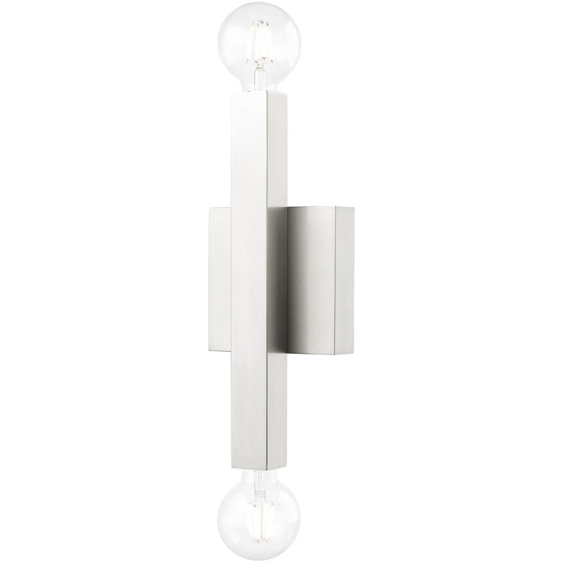 Sleek Minimalist Brushed Nickel 2-Light Wall Sconce