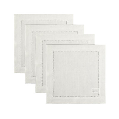 100% Pure Linen Hemstitch Square Placemats - Classic Hemstitch