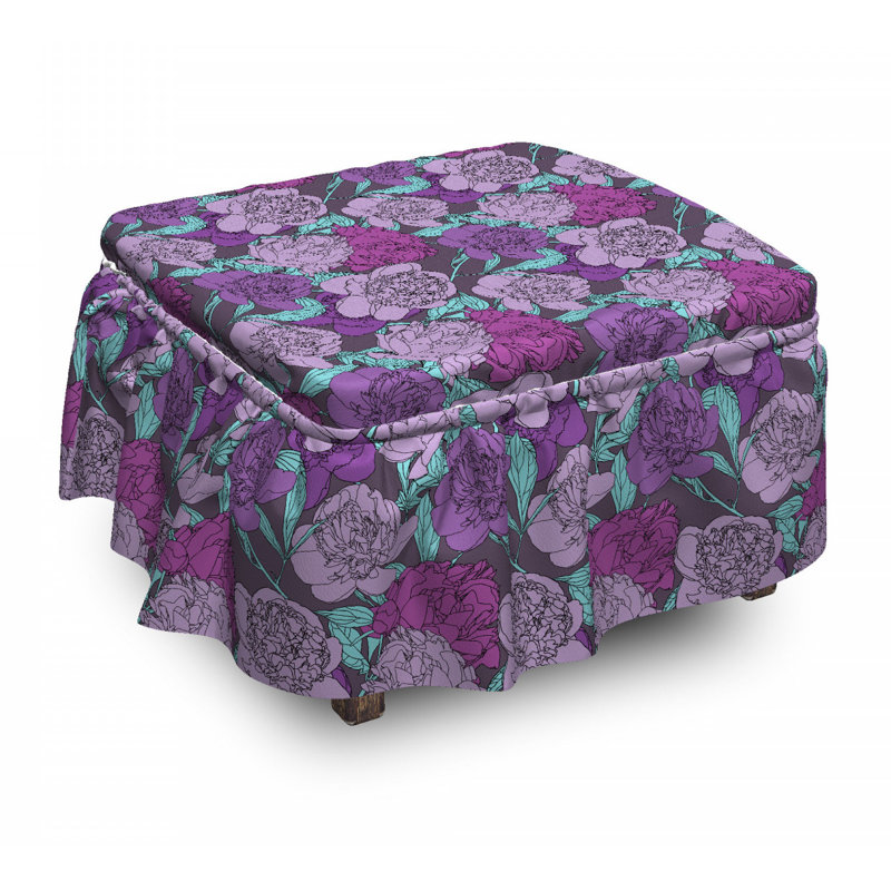 Housse pour repose-pieds délicat pivoines