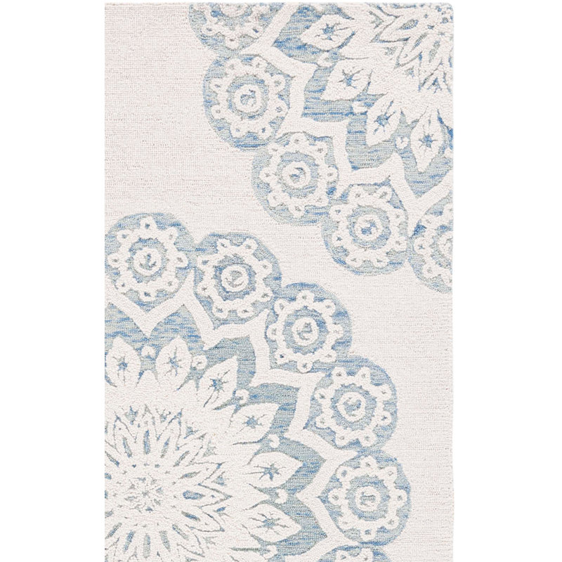 Laduke Hand Woven Wool and Cotton Floral Rug, Runner 2'3" x 8'