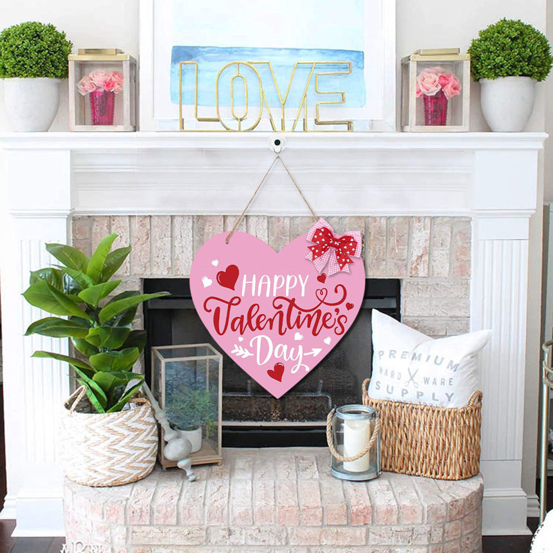Décorations murales en bois pour la Saint-Valentin, 0.2" H x 12.6" W x 12.99" D, multicoloured