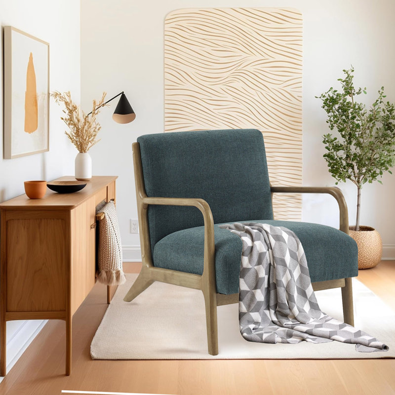 Fauteuil Leslea, Mélange de lin bleu sarcelle