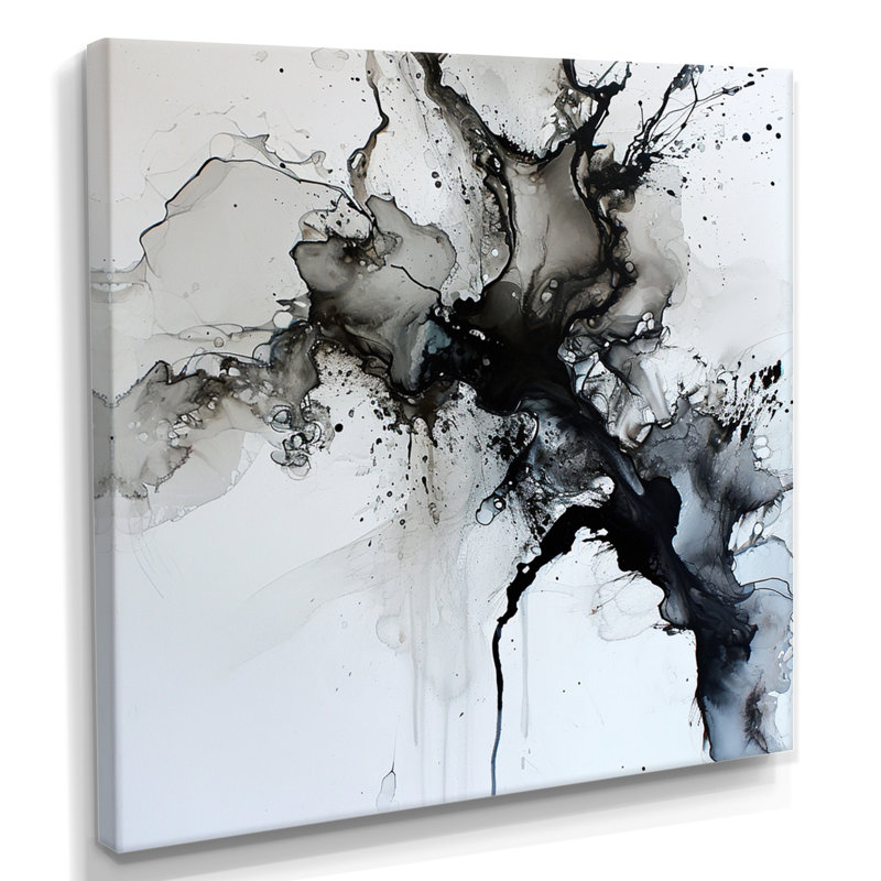 «Transcendent Mist Delicate Ink Clouds», reproduction d'art abstrait à l'encre liquide, Toile tendue