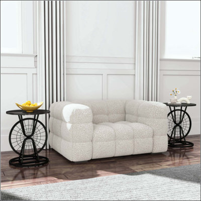 Table d'appoint 2 pièces à roulettes de style industriel rétro, table d'appoint ronde avec structure en métal, table basse rustique pour le salon, la chambre à coucher et le bureau