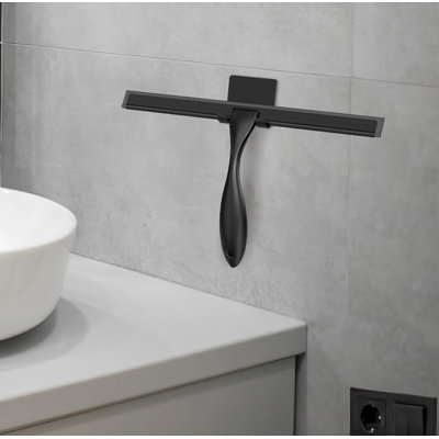 Squeegee for Shower GlassAllPurpose Stainless Steel Shower Squeegee for Glass Doors with Adhesive Hooks