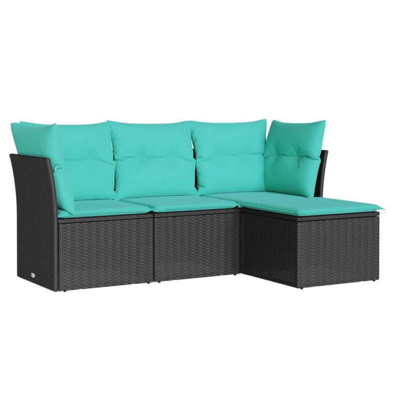 Ensemble de conversation pour canapé d'extérieur, Sarcelle, Noir