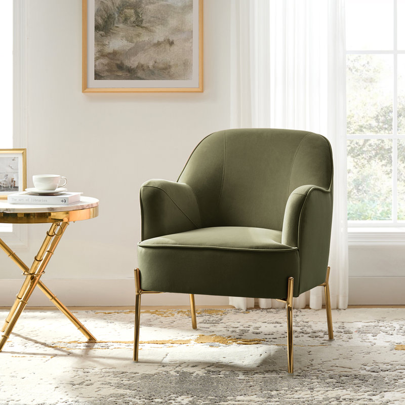 Cleo 26" Wide Contemporary Chair With Recessed Arms, Moss