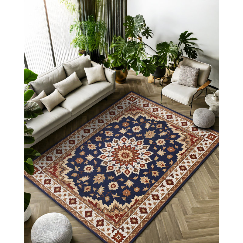Albasa Collection Digital Print Cotton-Polyester Brown Moroccan Rug, Runner 4' x 8'3"