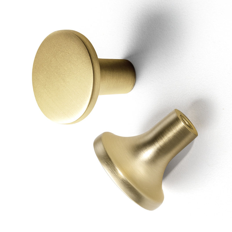 Boutons d'armoire ronds rustiques, Laiton brossé clair, 1 1/7"