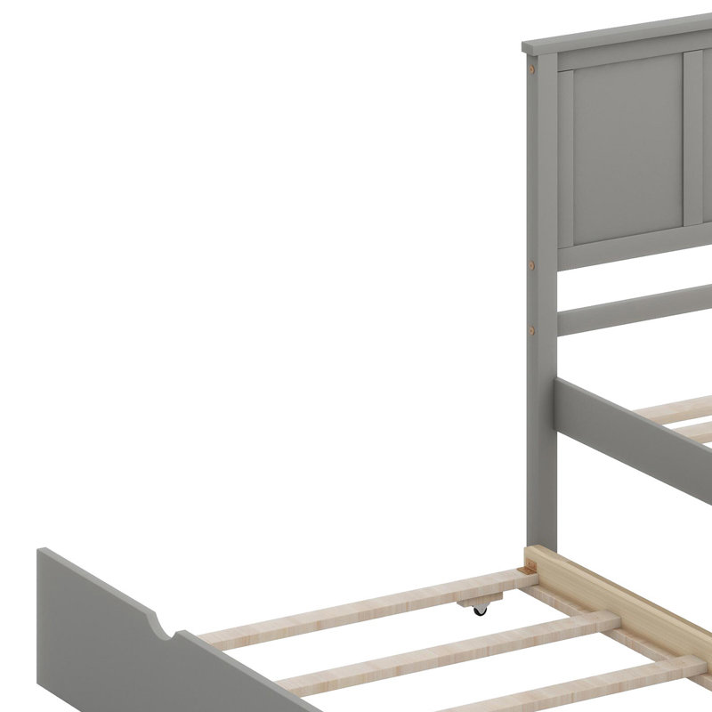 Lit plateforme avec lit gigogne, Gris