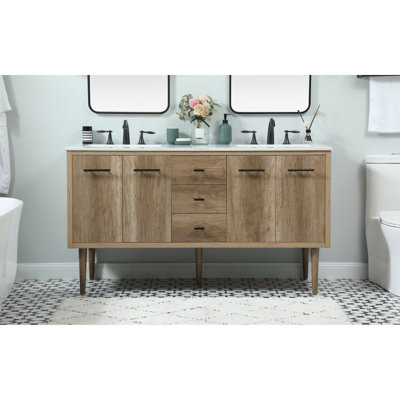Cyrus 60'' Double Bathroom Vanity with Engineered Marble Top