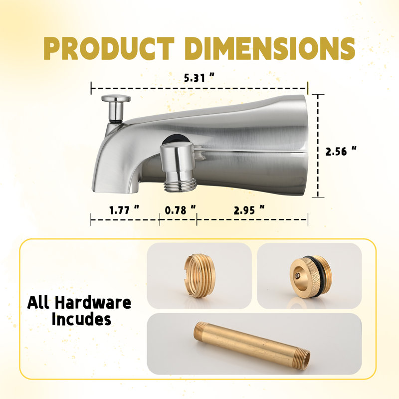 Bathroom Tub Spout with Diverter, Brushed Nickel
