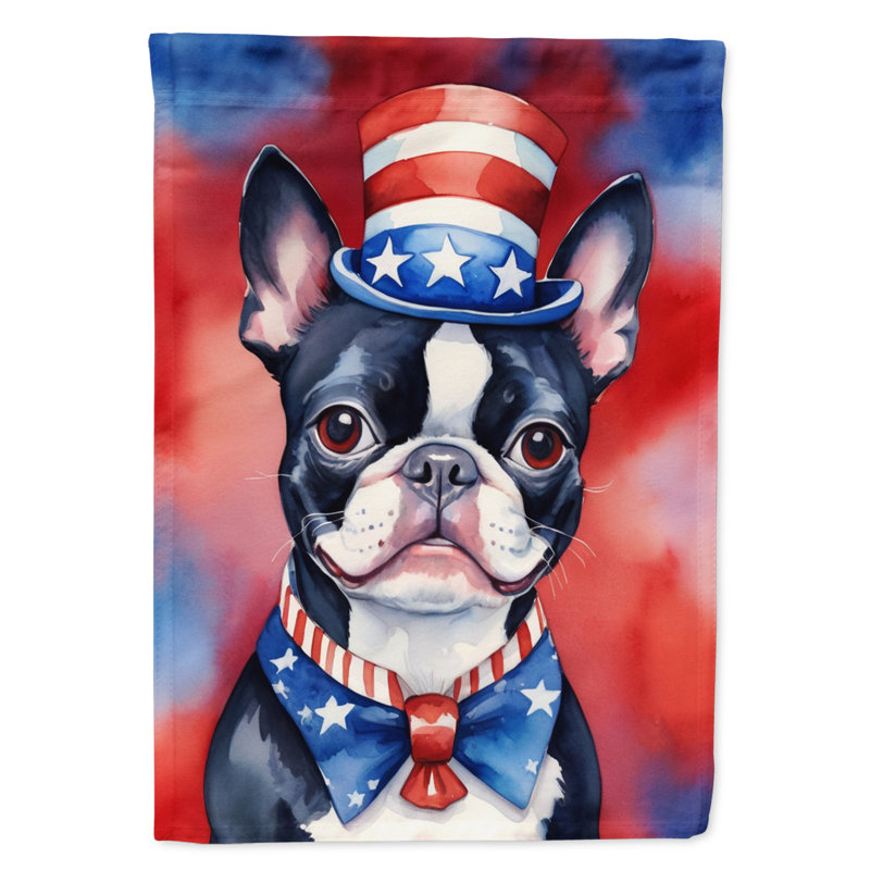 Drapeau patriotique du jardin américain, Boston terrier noir / rouge