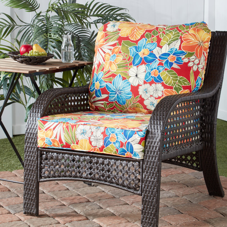 Lester Indoor/Outdoor Seat/Back Cushion Beachcrest Home Fabric: Red/Blue