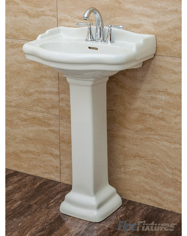 Roosevelt 27.5" Tall Vitreous China Oval Pedestal Bathroom Sink with Overflow