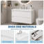 Meuble-lavabo mural 24 po avec lavabo en céramique, armoire flottante cannelée moderne, tiroirs doubles à fermeture en douceur et 3 trous pré-percés-133602297