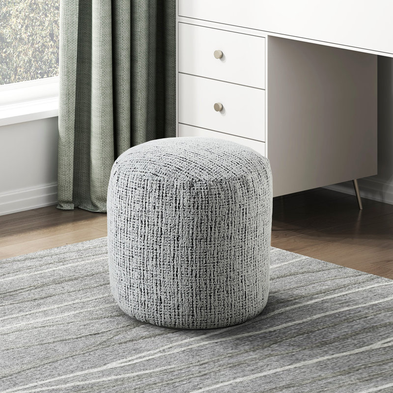 Chenille Fabric Upholstery Ottoman, Footstool, Non-Slip Floor Pouf, Bean Bag Chair, Fabric - Gray