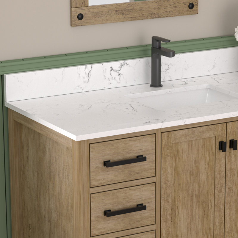 Plan de toilette simple en pierre reconstituée de 48 pouces avec lavabo (plan de toilette seulement)