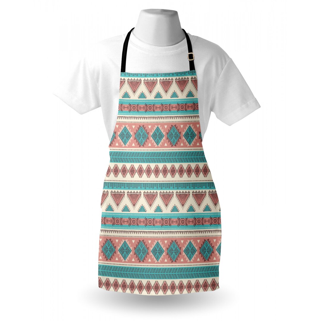 Kochschürze, Aztec Art Style, Stammes, Pfirsich Creme Aqua