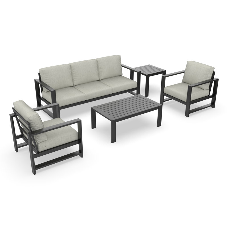 Dulcie 5 Person Seating Set with Sunbrella® Cushions, Canvas Granite Sunbrella® Canvas