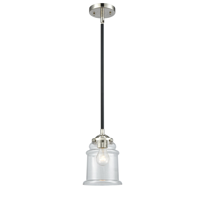 Luminaire suspendu conique à 1 lumière Alexandira, Blanc mat, DEL, Nickel poli noir