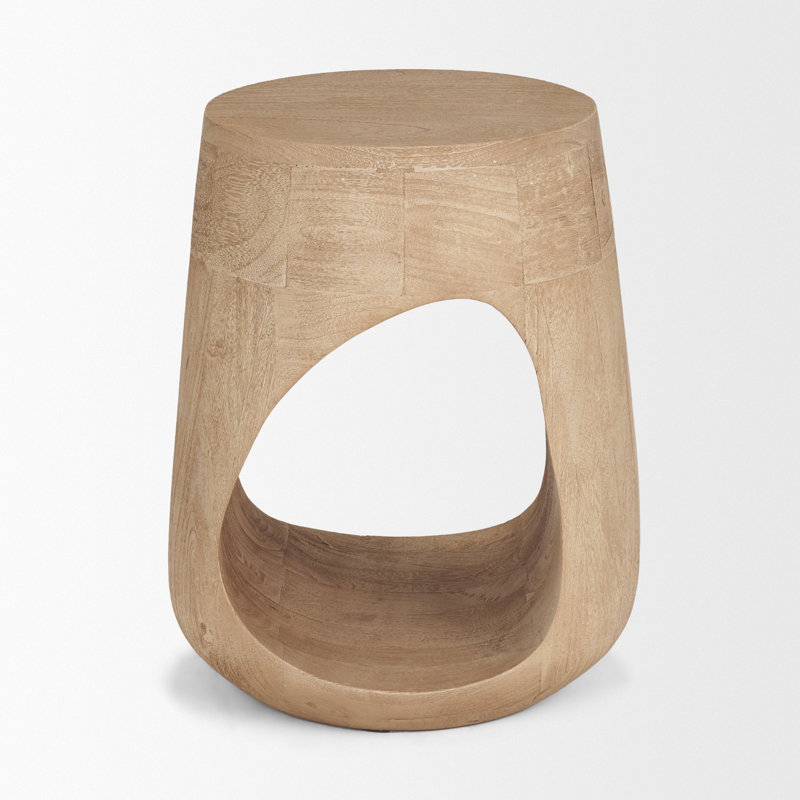 Cove Sculptural Open Side Table, Light Brown