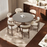 Modern Retro Solid Wood & Slab Table, Walnut Colour
