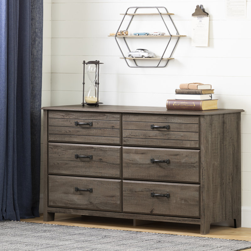 Cubby 6-Drawer Dresser, Fall Oak