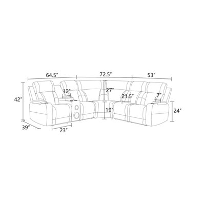 Canapé d'angle inclinable électrique 3 pièces de 190 po avec accoudoirs à double rangement, haut-parleur Bluetooth, console et éclairage DEL
