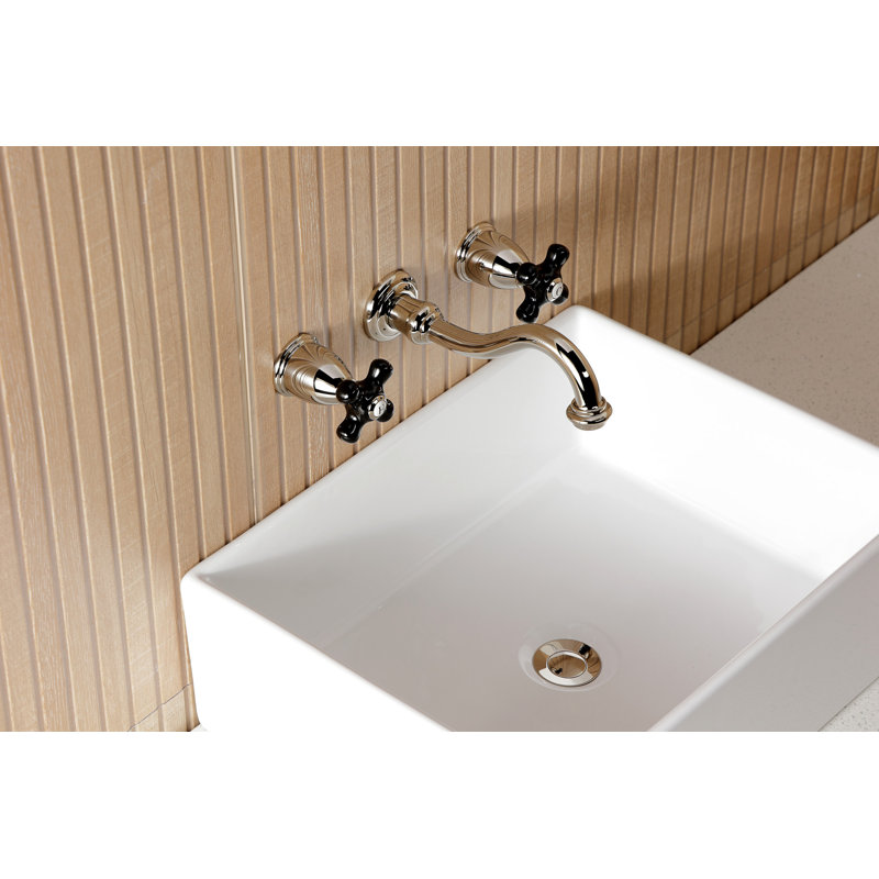 Kingston Brass Duchess Two-Handle Wall Mount Bathroom Faucet, Polished Nickel