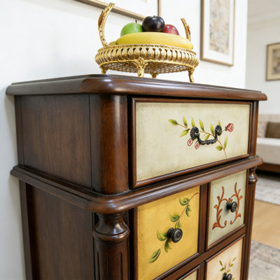 Artistic Multi-Drawer Wood Accent Chest