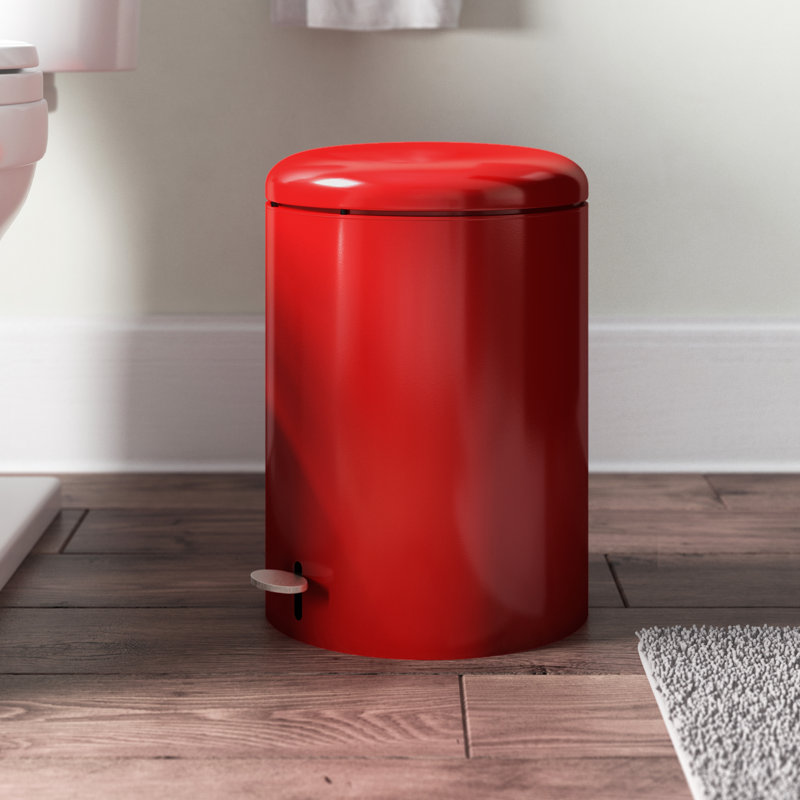 Steel Step On Kitchen Trash Can - 4 Gallons, Red