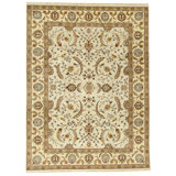 High-Quality Hand-Knotted Ivory And Gold Area Rug