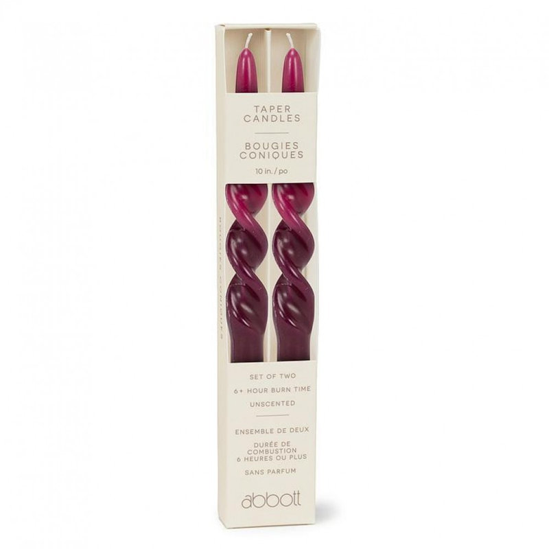 Ensemble de 2 grandes bougies en spirale 2 tons, Mauve
