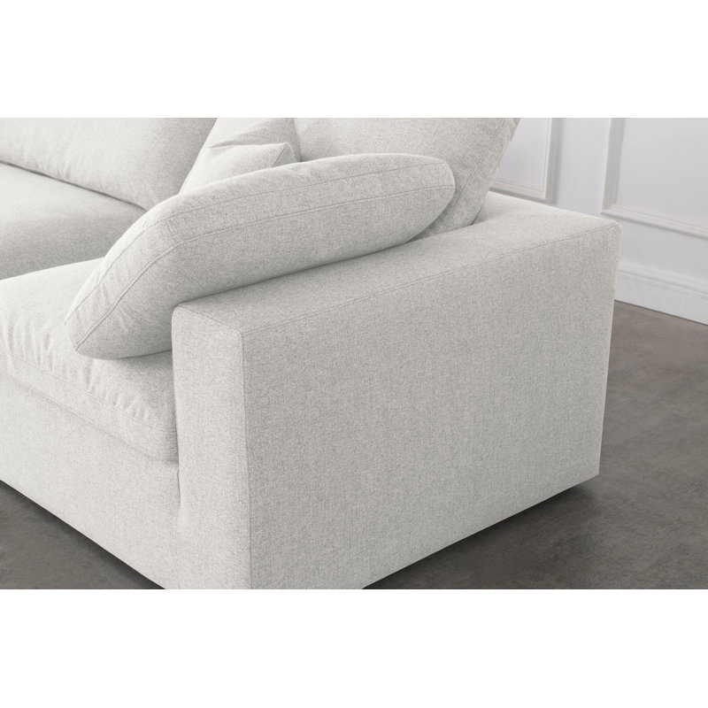 Canapé modulaire de coin modulaire réversible en lin Burrows, Tissu crème texturé en lin