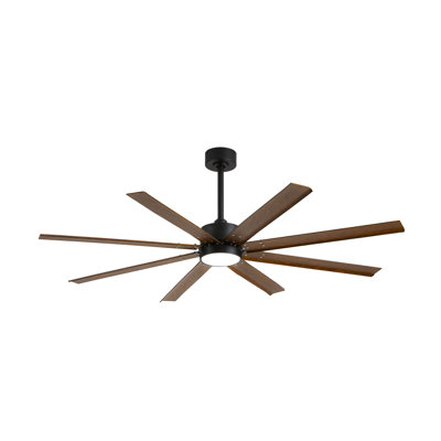 8 Blade Aluminum Ceiling Fan With Dc Reversible Motor, 9503 Cfm High Airflow, Smart App & Remote Control,3 Downrods