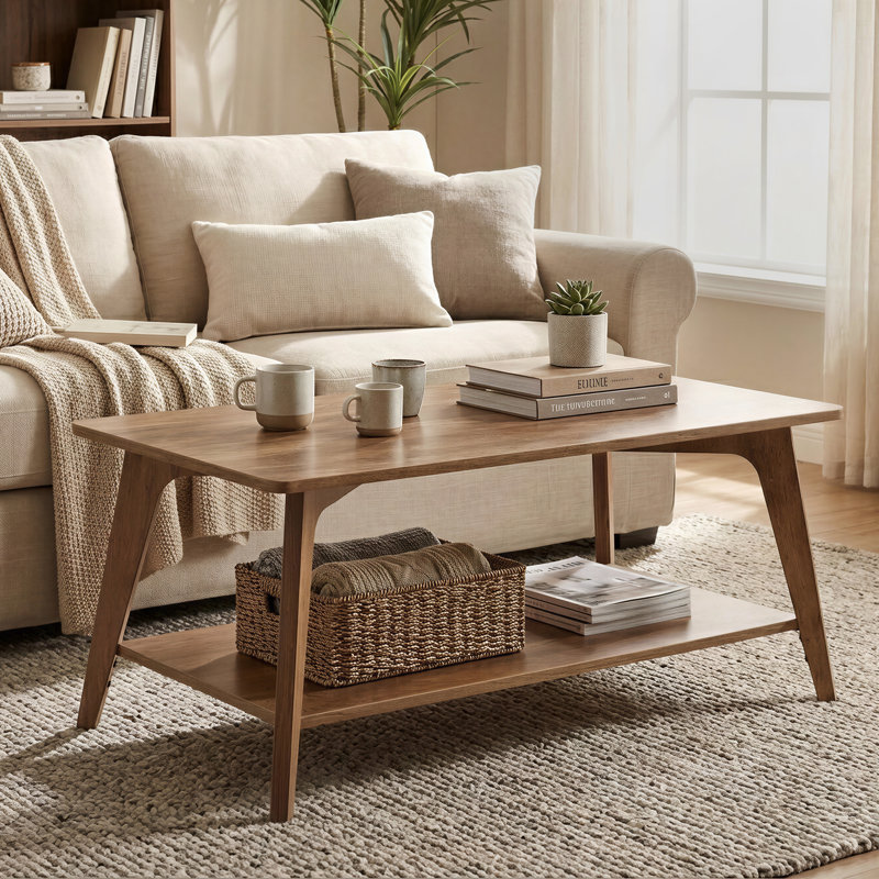 39.4" Coffee Table with Storage for Living Room, Brown