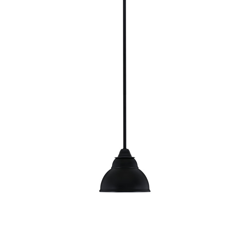 Paramount Stem Hung Pendant Shown In Matte Black Finish With 7" Matte Black Double Bubble Metal Shade
