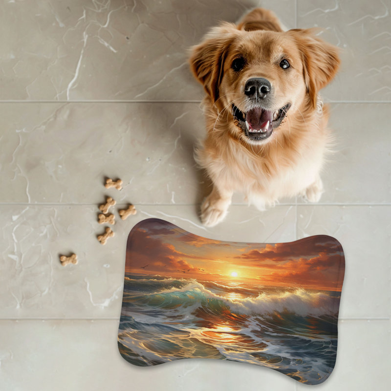 Tapis d'alimentation en forme d'os 1 pièce Twilight Waves, Petit (14 po)