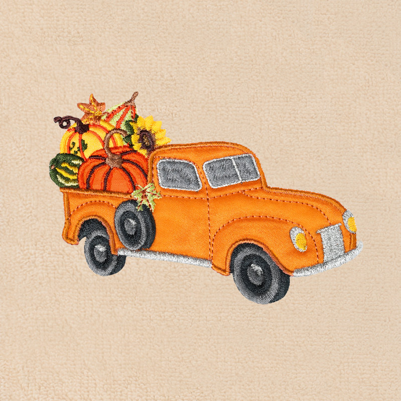  Linum Home Textiles Autumn Truck - Embroidered Luxury 100% Turkish Cotton Hand Towels, Sand