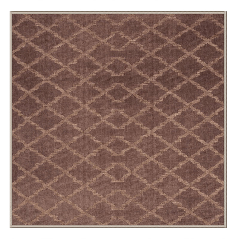 Tapis brun treillis lavable à la machine, Carré 3 pi