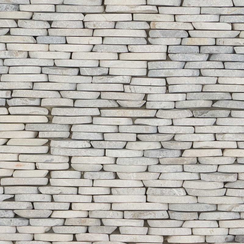 Nature Stacked Pram Gray Pebble Mosaic Tile, Pram Gray