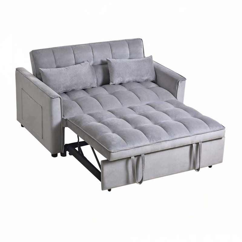 3 In 1 Convertible Sleeper Sofa Bed, Light Gray