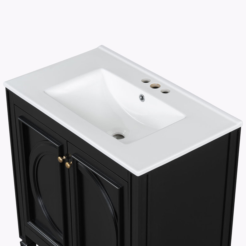 Meuble-lavabo 30 po avec lavabo, deux portes avec tablette, charnières de porte à fermeture en douceur
