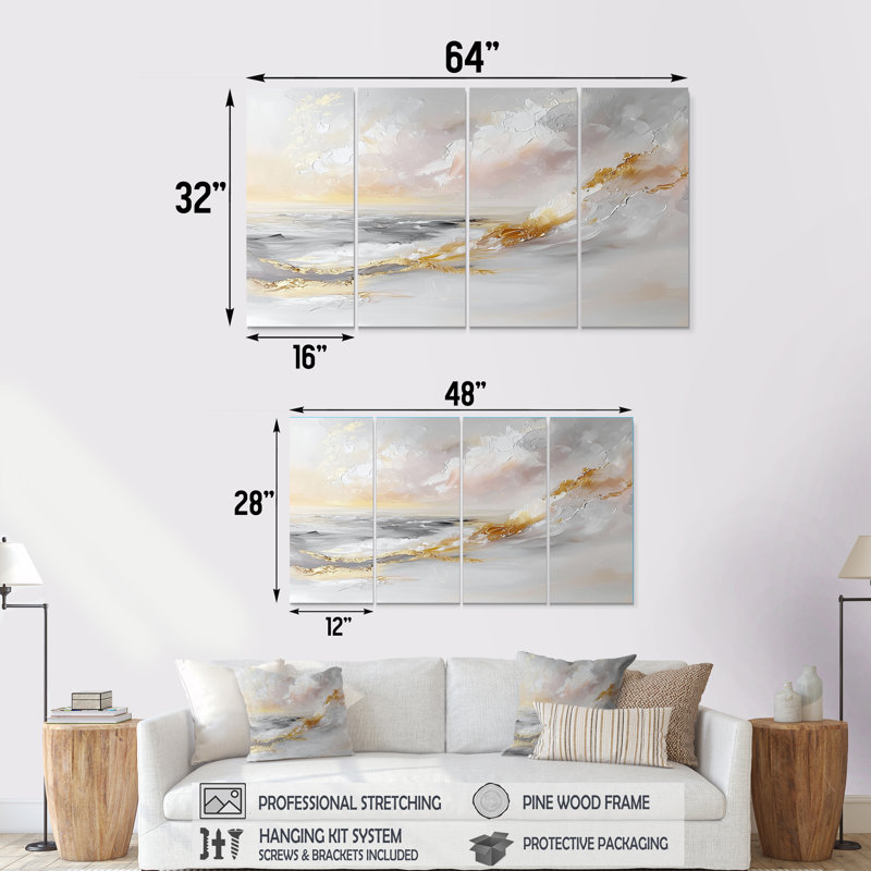 Aun - décoration murale plage - art mural nautique, 4, H 32 po x l 64 po